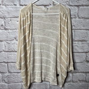 Say What? Cardigan Beige White‎ Striped Womens Size Large